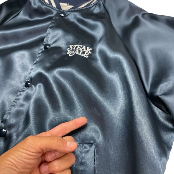 Vintage Steak And Ale Restaurant Blue Bomber Jacket Size Large - Picture 9 of 11